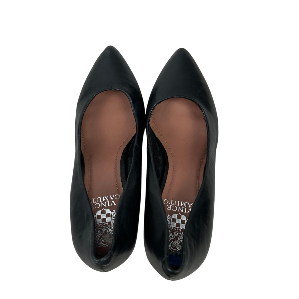 Vince Camuto Vickiy Pump Heel Womens 6.5 Black Leather Pointed Toe Formal Office - Picture 7 of 13